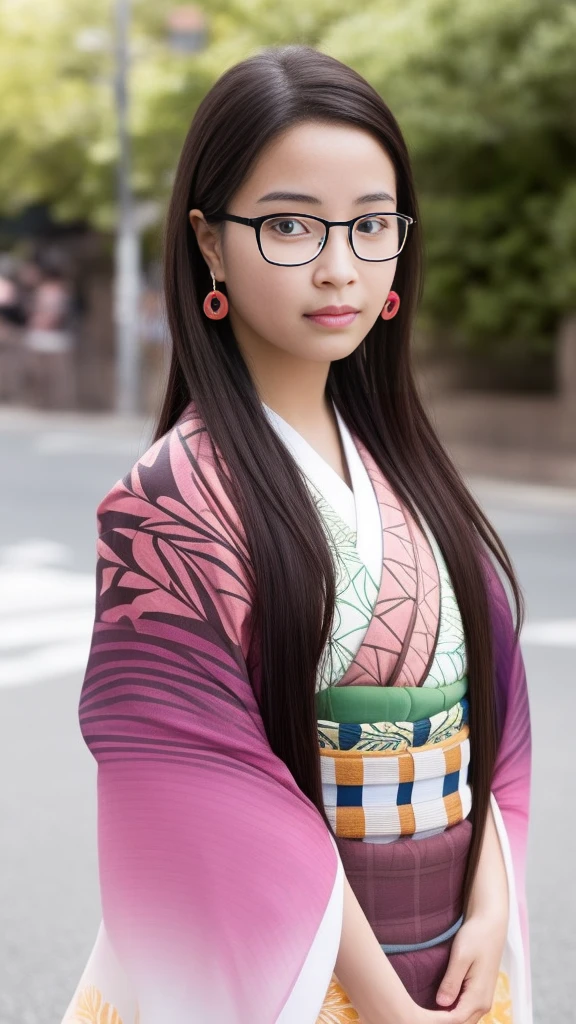 Cute Japanese woman, (16 years old), (very cute face), white moisturized skin, looking at the camera, melancholy expression, (glasses: 1.4),
BREAK,
Idol,
BREAK,
(wearing cute kimono: 1.3), (kimono with high exposure), very large earrings, short length,
BREAK,
(long hair), (pink hair: 1.4), (wavy hair), (gradient hair: 1.3), (hair with red ends),
BREAK,
(realistic: 1.3), masterpiece, perfect lighting, (ultra-high resolution), (8K), (highly detailed: 1.4), (from the front), (full body: 1.4), (symmetrical: 1.2), (one shot),
BREAK,
(Shibuya city in Japan: 1.2),
BREAK,
(Demon Slayer: 1.4),
BREAK,
(Hirose Suzu: 1.4),