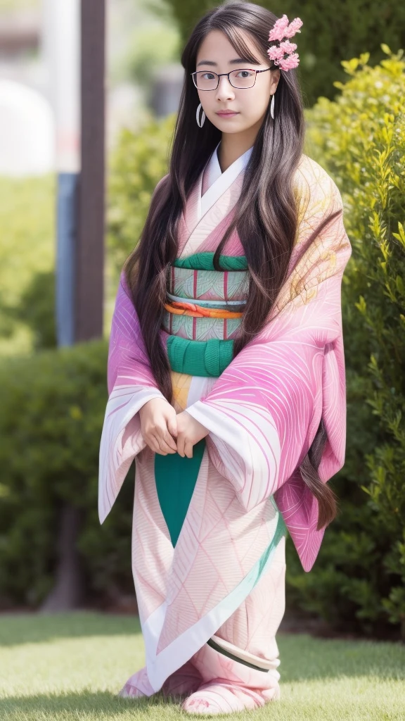 Cute Japanese woman, (), (very cute face), white moisturized skin, looking at the camera, melancholy expression, (glasses: 1.4),
BREAK,
Idol,
BREAK,
(wearing cute kimono: 1.3), (kimono with high exposure), very large earrings, short length,
BREAK,
(long hair), (pink hair: 1.4), (wavy hair), (gradient hair: 1.3), (hair with red ends),
BREAK,
(realistic: 1.3), masterpiece, perfect lighting, (ultra-high resolution), (8K), (highly detailed: 1.4), (from the front), (full body: 1.4), (symmetrical: 1.2), (one shot),
BREAK,
(Shibuya city in Japan: 1.2),
BREAK,
(Demon Slayer: 1.4),
BREAK,
(Hirose Suzu: 1.4),