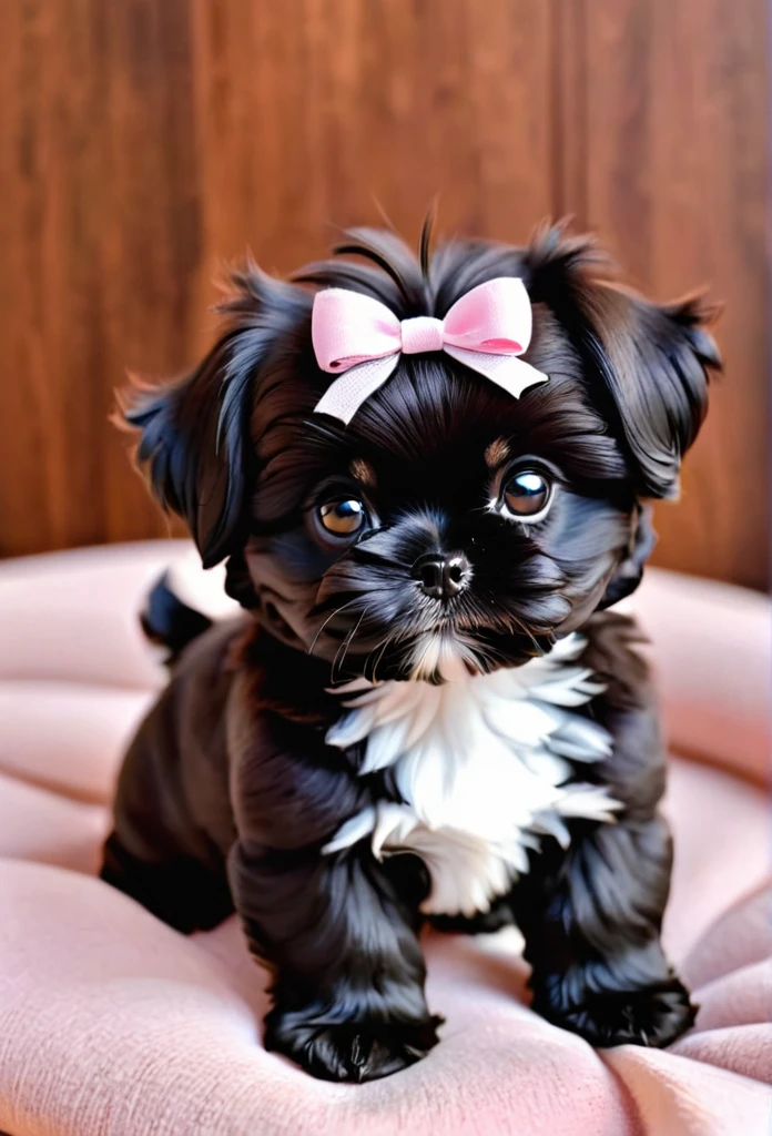 2 adorable small black Shih Tzu puppies 