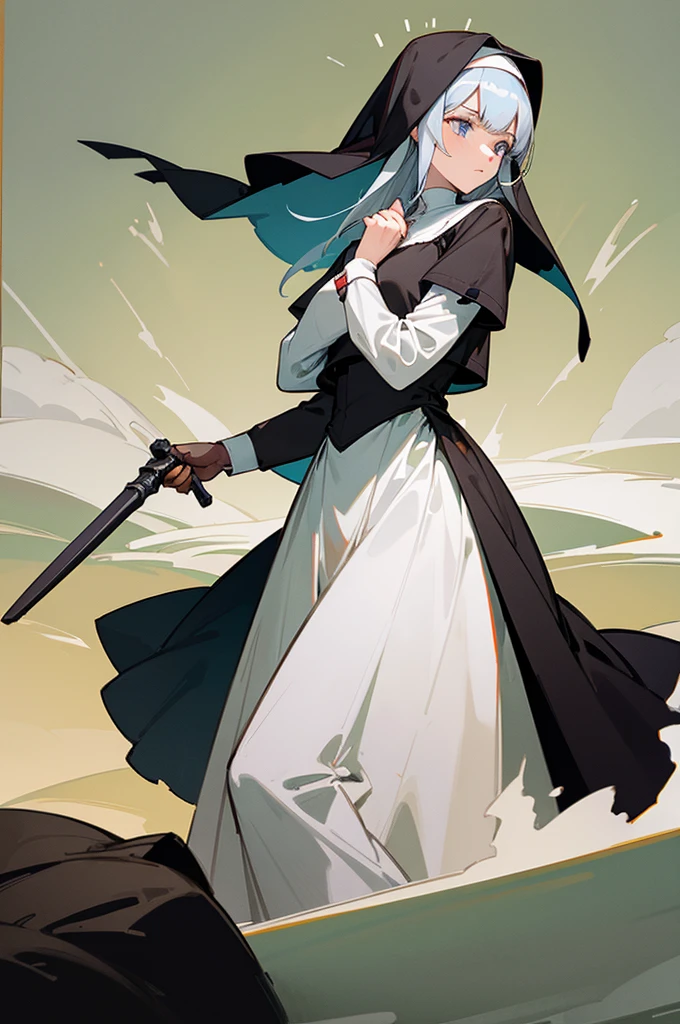 They were no longer in the formal attire they wore at the inn, but in comfortable clothes suitable for battle. Even Clara, the would-be saintess, was dressed in a leather-reinforced nun's habit. she had silver hair. land scape, carriege