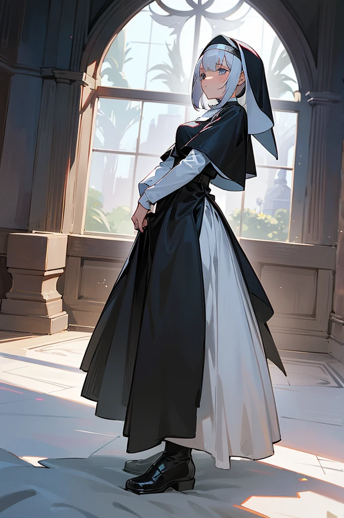 They were no longer in the formal attire they wore at the inn, but in comfortable clothes suitable for battle. Even Clara, the would-be saintess, was dressed in a leather-reinforced nun's habit. she had silver hair. land scape, carriege