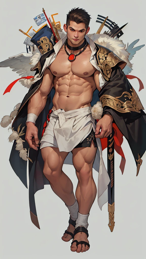 Reasonable design, Clear lines, High Sharpness, (Highest quality,4K,Perfect sharpness,Ultra-fine,High resolution,masterpiece:1.2), Perfect Anatomy:1.5, Official Art, Illustrations that tell a story, (Whitish background:0. 9)、Body Positivity、Diverse physical expressions、Put up to your feet、One Man、