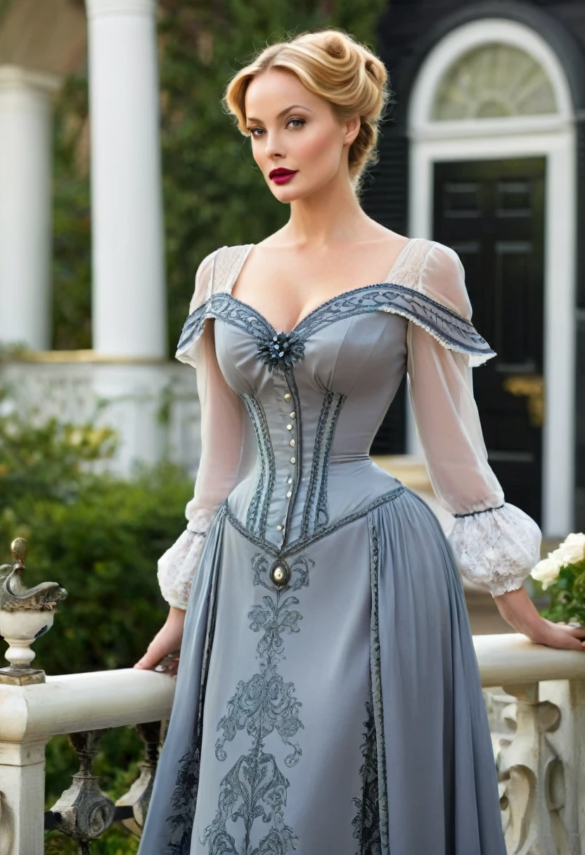 A beautiful Aristacrat goddess with large elegant, hawk-like-nose, who embodies old fashioned class, sophistication, elgance as well as wholesome, natural beauty. curvy, thin-waist, wide-hips, swaying-hips. Laura Vandervoort. Oppulent historically accurate victorian dress. very seductive and perverful.