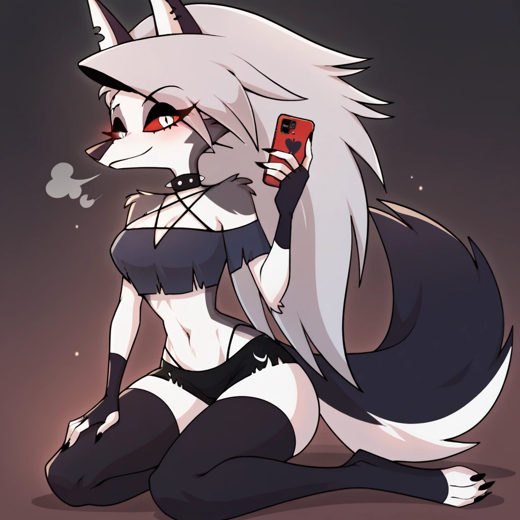 score_9, score_8_up, BREAK, source_anime, (1girl, solo), uncensored, perfect body, slim, thigh highs, fingerless gloves,
anthro, furry, pose, sexy, On his knees, slim, large breasts, bare breasts, tall, middle thighs, (blushes 1.5), steam, bare feet, bare legs, very strong abs, high, black tango panties, transparent top, side view,
Loona \(Helluva Boss\), 