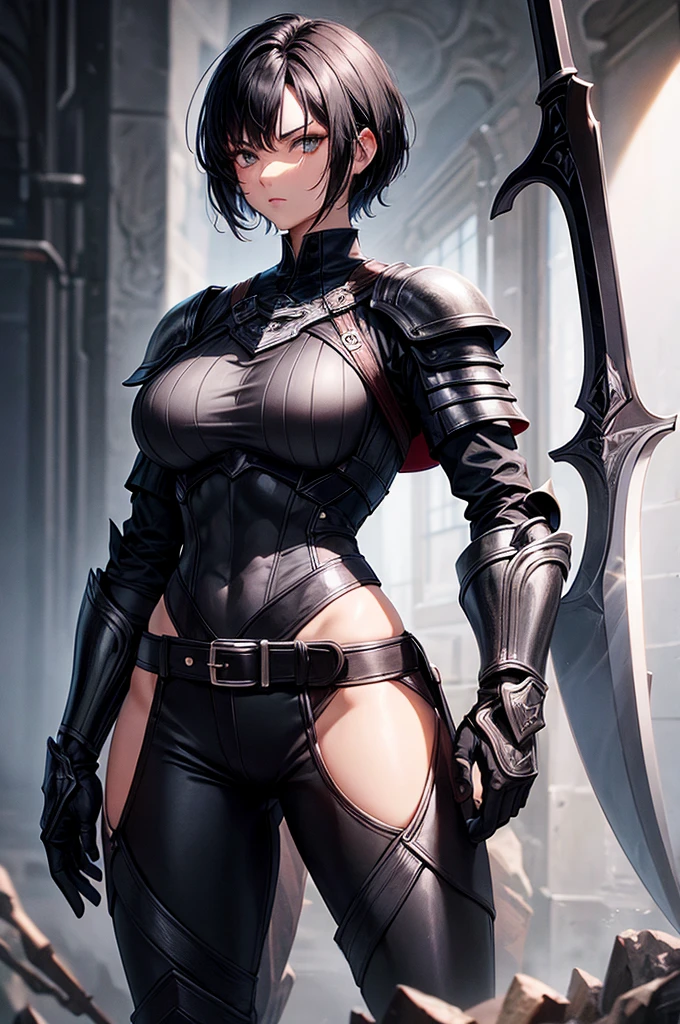 ((maximum quality、8K、32k、Masterpiece artwork、nffsw:1.3)), (superfine illustration)、(超High resolution), (((adult body))), (((1 girl in))), ((( bob short hair ))), 25-year-old cyberpunk gladiator with perfect body, shoulder pads with metal spikes, Gladiators in Brooklyn, (( bob short hair )), Small leather panties, Ripped rugby team shirt, Almost naked in Simon Bisley&#39;s wild urban style, Short blonde hair, Minimal clothing, Metal protection on the left arm with complex graphics, Dark red with white stars and blue and white stripes, armour, Full of tips and rivets, Poisonous tattoo (((Knee up image))), Short white blonde hair, No fundo、 There is a wall with an intricate design painted by Shepard Fairey