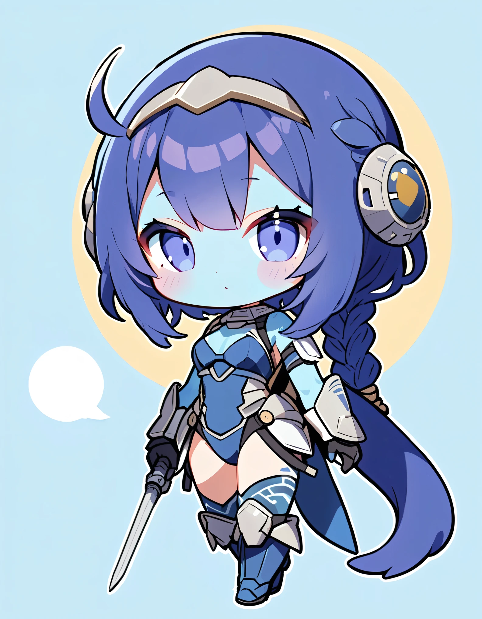 (alien woman,Blue Skin,Dreadlocks,Cute tail,Wearing a Jango Fett costume),(chibi),(Chibi Character)