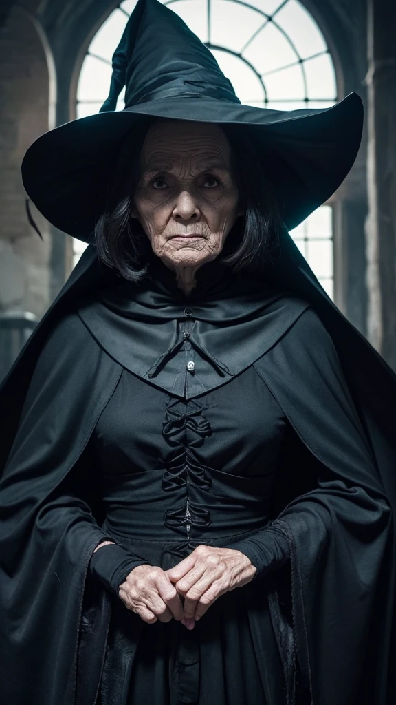 witch Grandmother Wife Wrinkled face Ugly Black Cape Creepy Overall dark scared