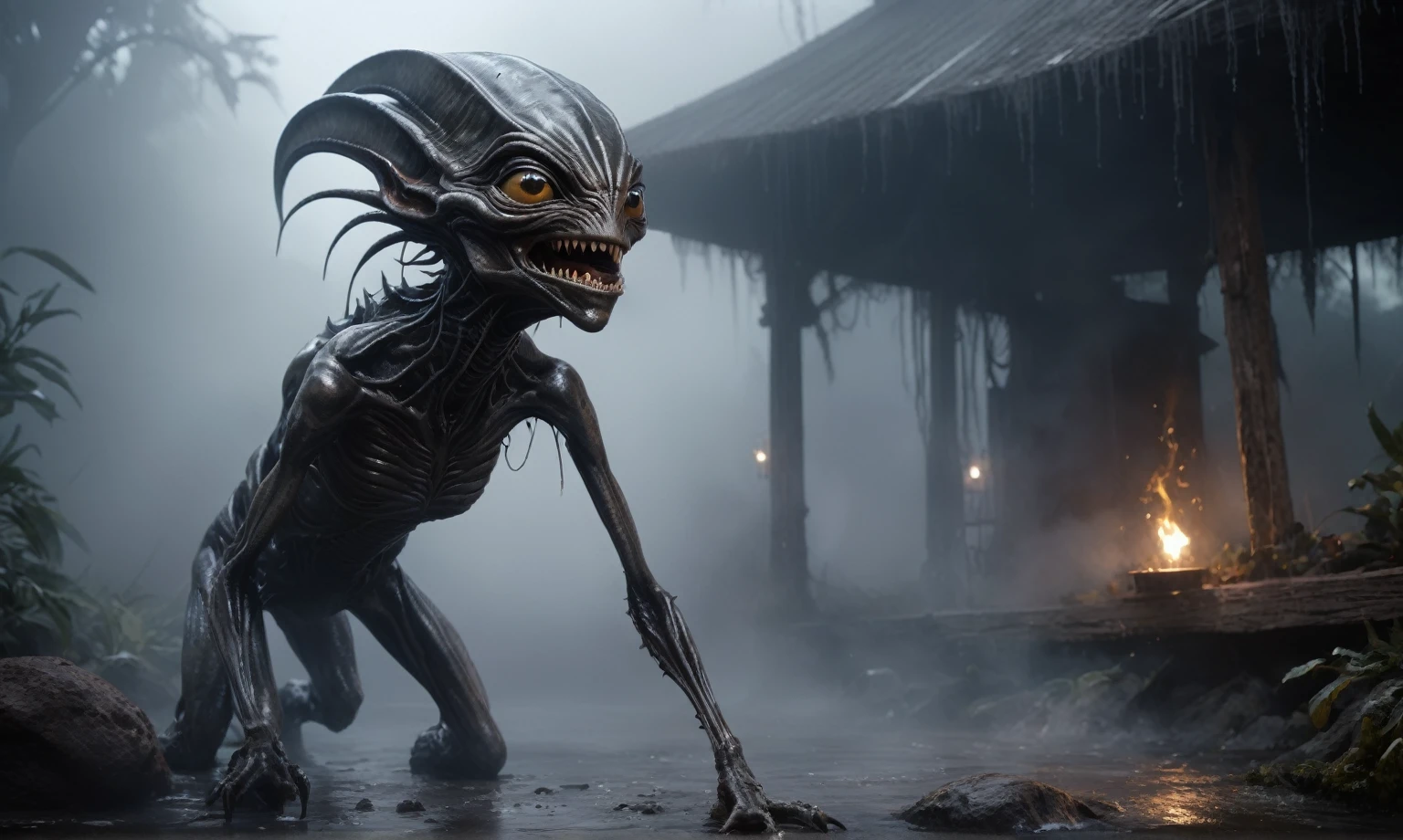 full body length,niobium goblin,native africa xenomorph's babys,once pretty face,eyebrow up,full body shot,ominous landscape,niobium gray atmosphere,photo,photorealism,Masterpiece,hyper natural skin textures, hyper realism,hyper detailed,High contrast,Realism,Ultra Detailed,irina yermolova,close full body shot,32K resolution,Nikon Z9, ,demonic, fog, smoke, audience, mist, featuring ultra-realistic and hyper-realistic elements,
Marta Bevacqua, Ellen Jewett, Kawacy, Katsuya Terada, Carne Griffiths,concert lighting, bokeh, luminal space that feels
both bright and surreal. Includes liquid fluid elements for added depth and movement. Rendered in an unreal
engine and post-processed to achieve . Evokes a sense of dreamy, ethereal
and mystical mood,horror pixar movie still,thriller disney movie ,pixar render, animated ,suicide
