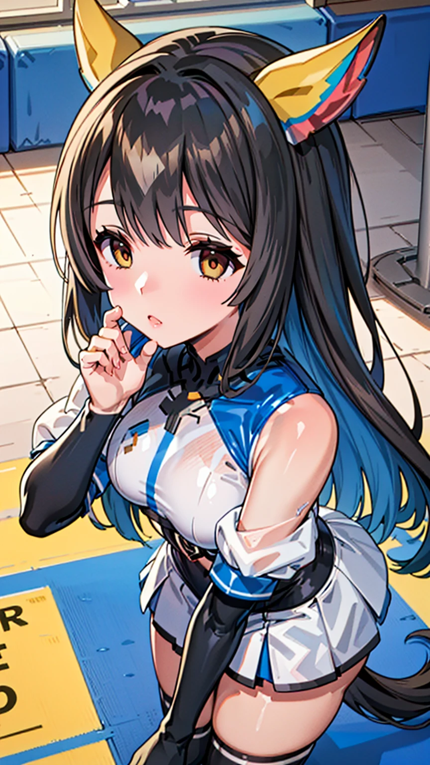 1 girl,Browsing Caution,Satono Diamond, (Uma Musume),Horse&#39;s ears, clavicle, Absurd, brainwashing,Combatant,Hollow Eyes,((Purple glowing eyes 1.5)),  ((Big Tits 1.8)) ,  Expressionless, Emotions are removed,(Black latex tight bodysuit),avert your eyes , whole body shape, ((Squat,Spread your legs, Put your arms behind your head)),(Highest quality、4K、8k、High resolution、Must have:1.2)、Very detailed、(reality、that&#39;s reality的な、reality的な:1.37)、Ticker、Hyper HD、Studio Lighting、Ultra High Definition Paint、Sharp focus、Physically Based Rendering、Extreme Detail、Professional specifications、Vibrancy and color、Blurred、Sports portrait、landscape、Horror Style、Anime Big Tits、sf、photograph、Concept Artist、Five Fingers, Perfect body,  {{{masterpiece}}}, {{{Highest quality}}}, {{Very detailed}}, {shape}, {{Very delicate and beautiful}},Improved cost performance、All Roles、Canon 5D MK4でphotograph、photograph, 