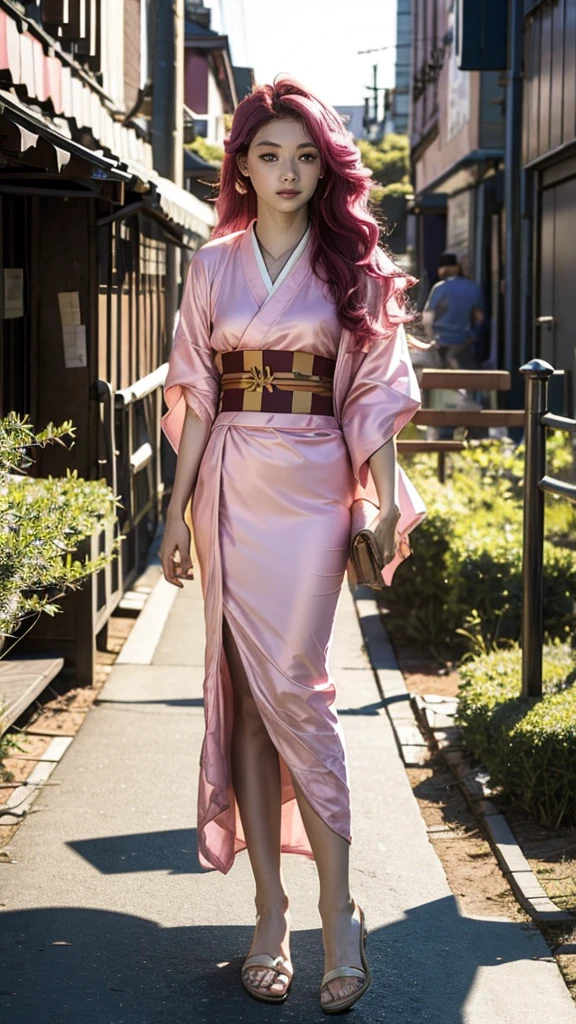 Cute Japanese woman, (16 years old), (very cute face), white moisturized skin, looking at the camera, melancholy expression,
BREAK,
Idol,
BREAK,
(wearing cute kimono: 1.3), (highly revealing kimono), very large earrings, short length,
BREAK,
(long hair), (pink hair: 1.4), (wavy hair), (gradient hair: 1.3), (red hair at the end),
BREAK,
(realistic: 1.3), masterpiece, perfect lighting, (ultra-high resolution), (8K), (highly detailed: 1.4), (from the front), (full body: 1.4), (symmetrical: 1.2), (one shot),
BREAK,
(Shibuya city in Japan: 1.2),
BREAK,
(Demon Slayer: 1.4),
BREAK,