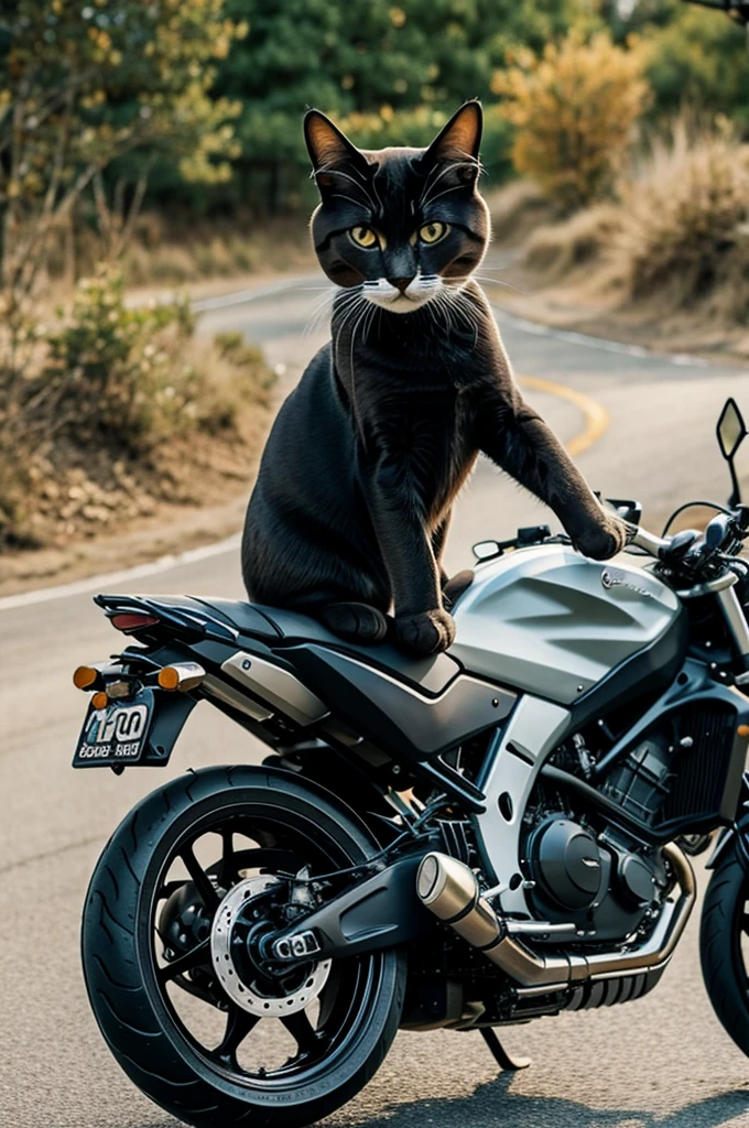 cat on motorcycle