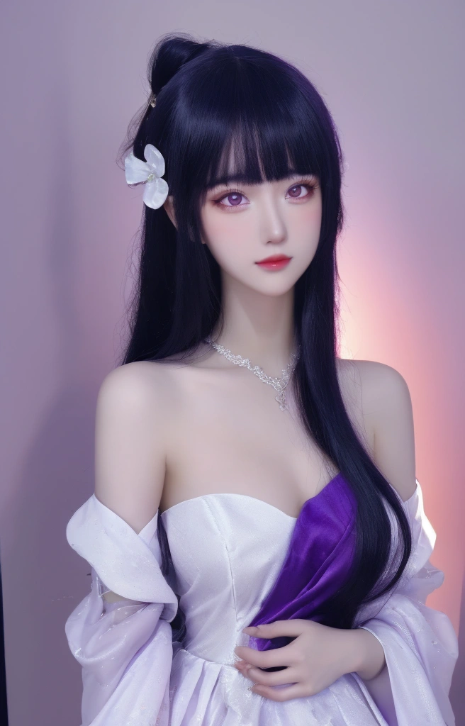 ulzzang-6500-v1.1,(raw photo:1.2),((photorealistic:1.30)), ((best quality)) ,((masterpiece)),((Ultra High Resolution)), ((Clear View)),,Ultra-high resolution,Clear face,(Reality:1.4) , illustration, an extremely delicate and beautiful, extremely detailed ,CG ,unity ,8k wallpaper, Amazing, finely detail, masterpiece,best quality,official art,extremely detailed CG unity 8k wallpaper,absurdres, incredibly absurdres, huge filesize, ultra-detailed, highres, extremely detailed,beautiful detailed girl, extremely detailed eyes and face, beautiful detailed eyes,light on face,cinematic lighting, 1girl, 独奏, long hair, purple hair, bangs, hair ornament, purple eyes, dress,