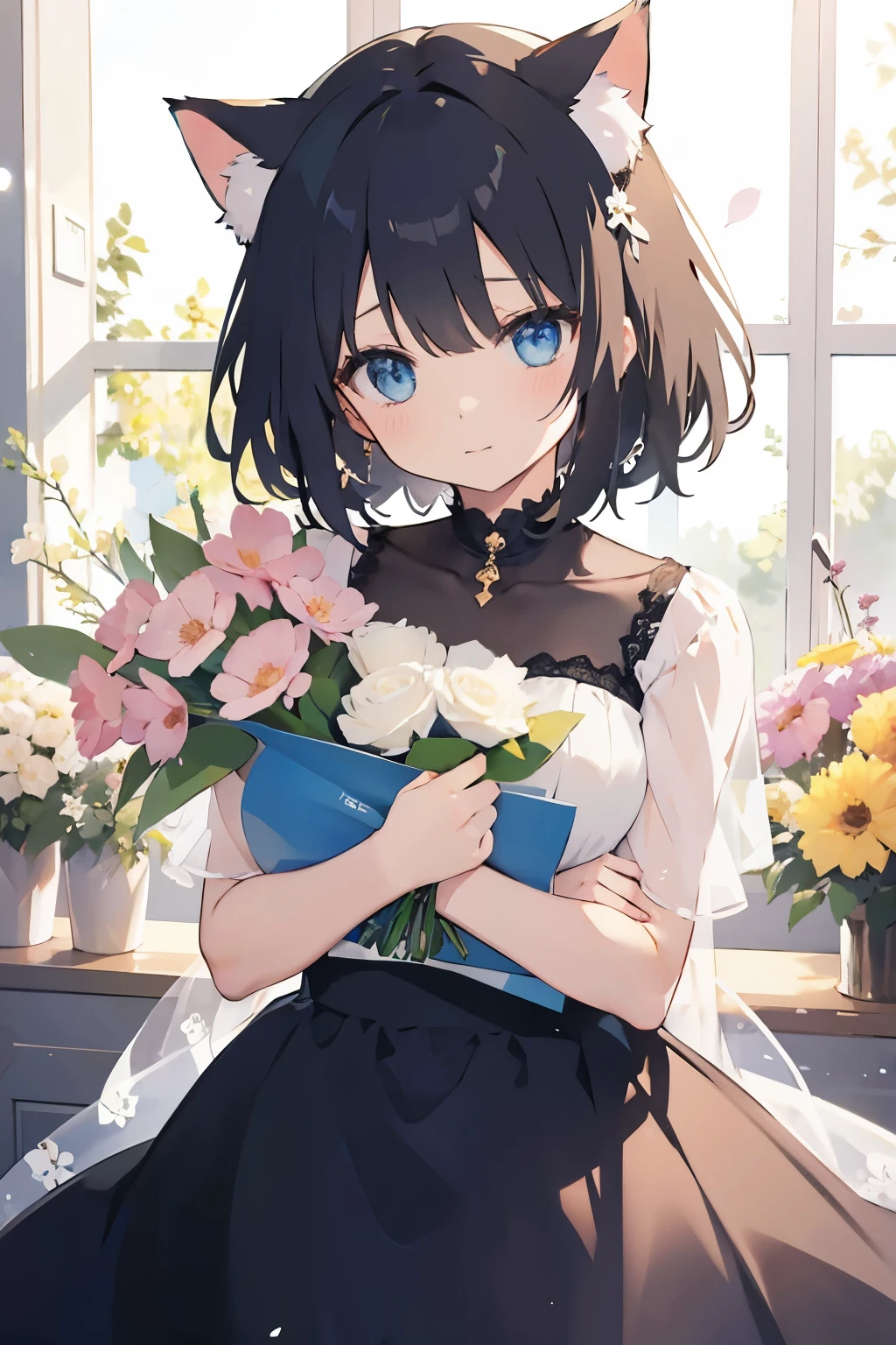 Cat ear、bouquet、dress