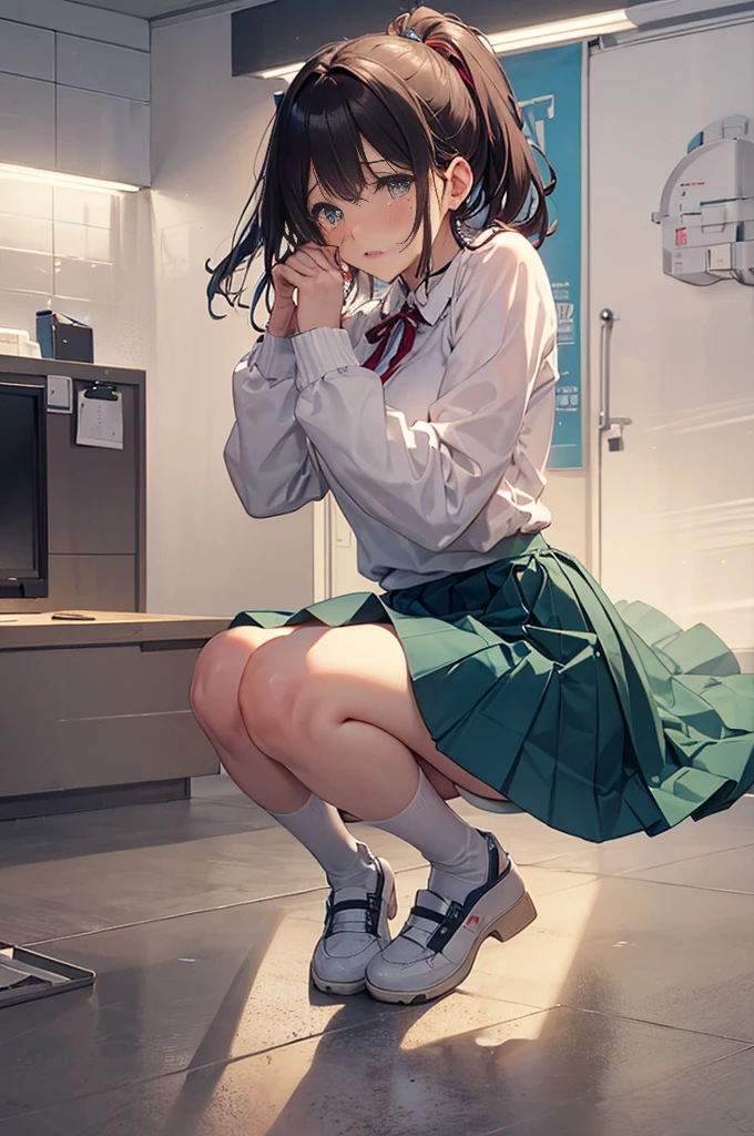 , Jumper skirt, Pee, Are crying, Peeing　