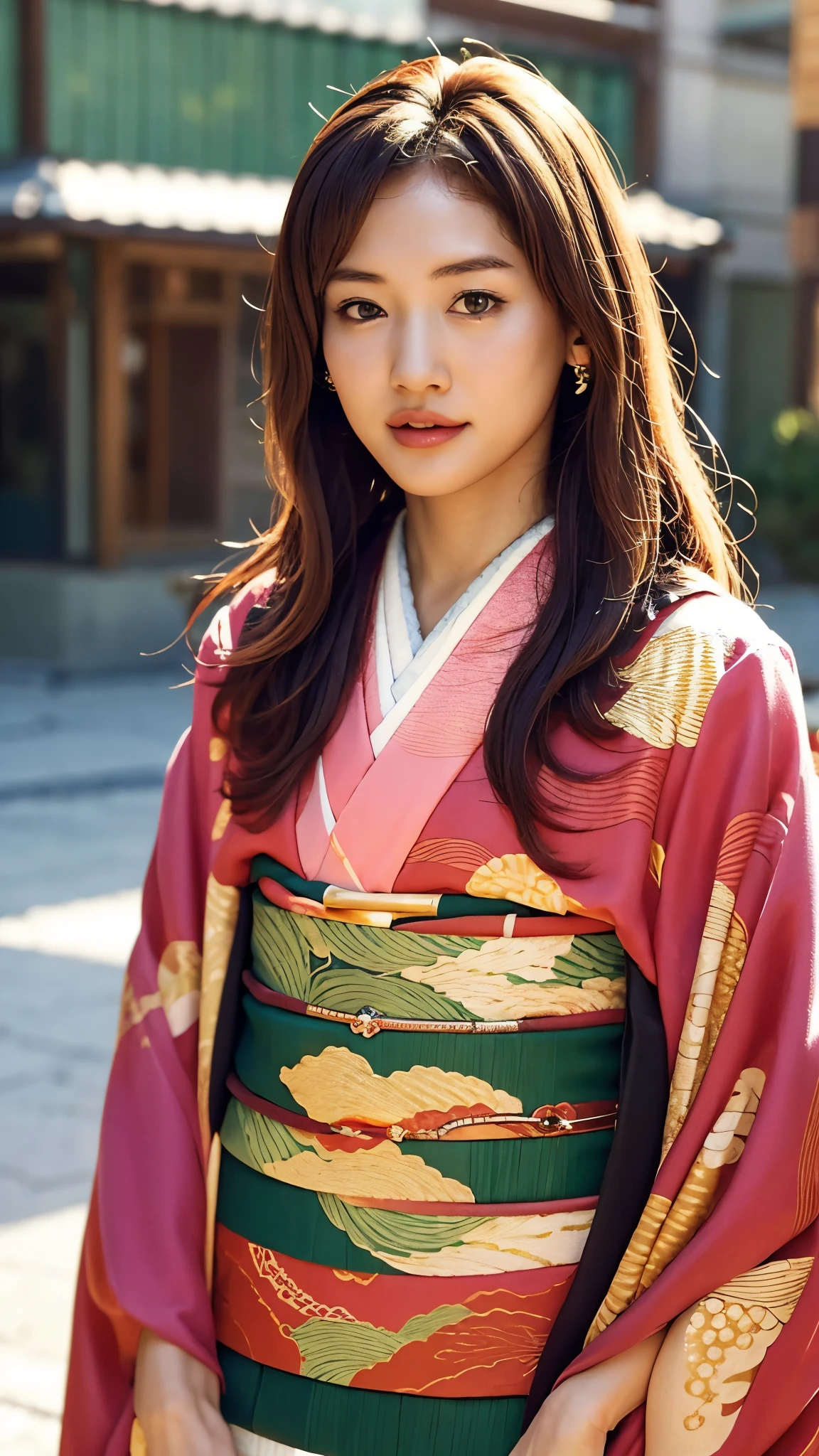 Cute Japanese woman, (16 years old), (very cute face), white moisturized skin, looking at the camera, melancholy expression,
BREAK,
Idol,
BREAK,
(wearing cute kimono: 1.3), (highly revealing kimono), very large earrings, short length,
BREAK,
(long hair), (pink hair: 1.4), (wavy hair), (gradient hair: 1.3), (red hair at the end),
BREAK,
(realistic: 1.3), masterpiece, perfect lighting, (ultra-high resolution), (8K), (highly detailed: 1.4), (from the front), (full body: 1.4), (symmetrical: 1.2), (one shot),
BREAK,
(Shibuya city in Japan: 1.2),
BREAK,
(Demon Slayer: 1.4),
BREAK,