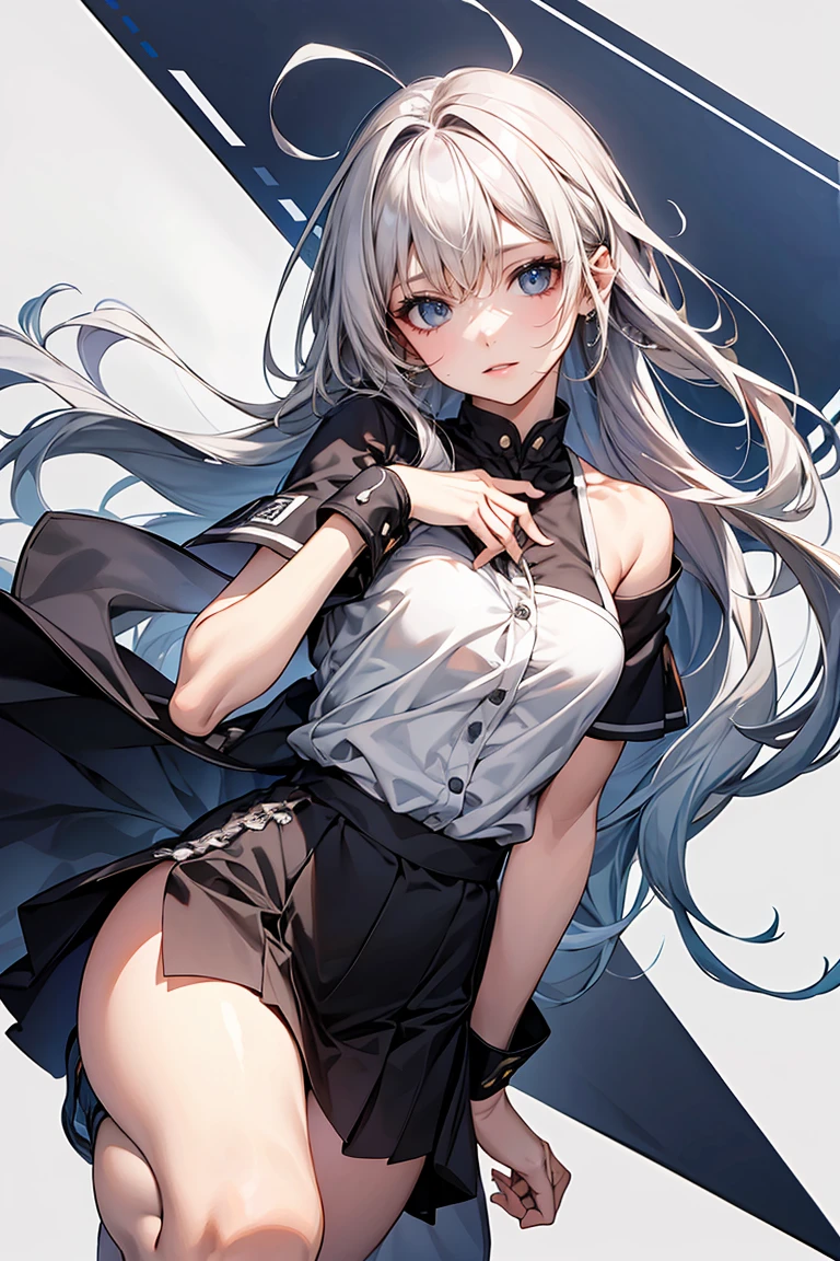 1girl,cute,black white dress,long gray hair,liv lux pgr.