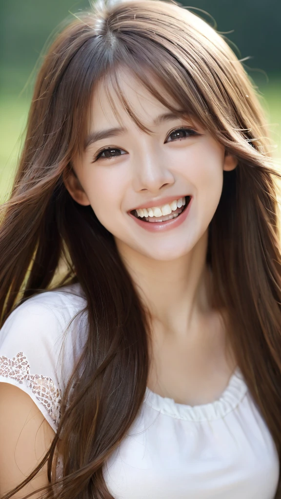 One girl, Long Hair, smile, Brown Hair, High resolution, Open your mouth a little,
