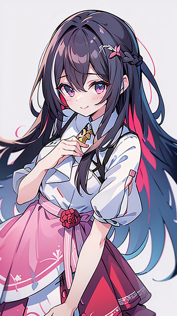 smile、((Put your hands forward))、Adult women、(((masterpiece、Highest quality、high resolution)))、From above、long hair、Pink inner color、Cheerful pose、(((Upper Body)))