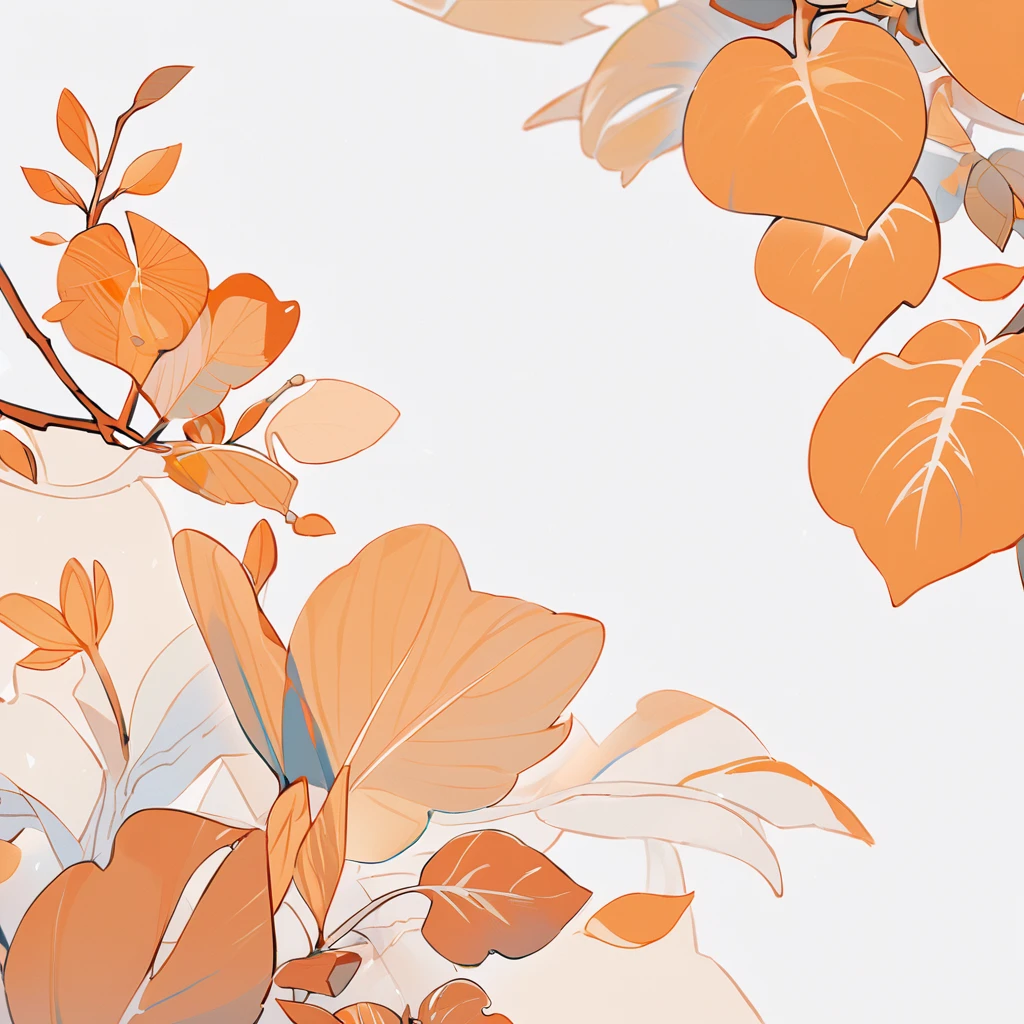 White-orange background, white background with orange patterns ,slightly orange leaves, orange-white style