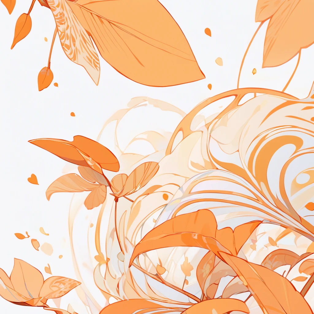 White-orange background, white background with orange patterns ,slightly orange leaves, orange-white style