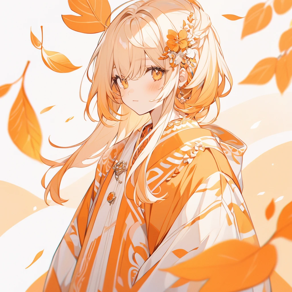 White-orange background, white background with orange patterns ,slightly orange leaves, orange-white style