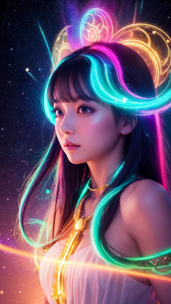 Cosmic、mysterious、Light、colorful、goddess、length、8k