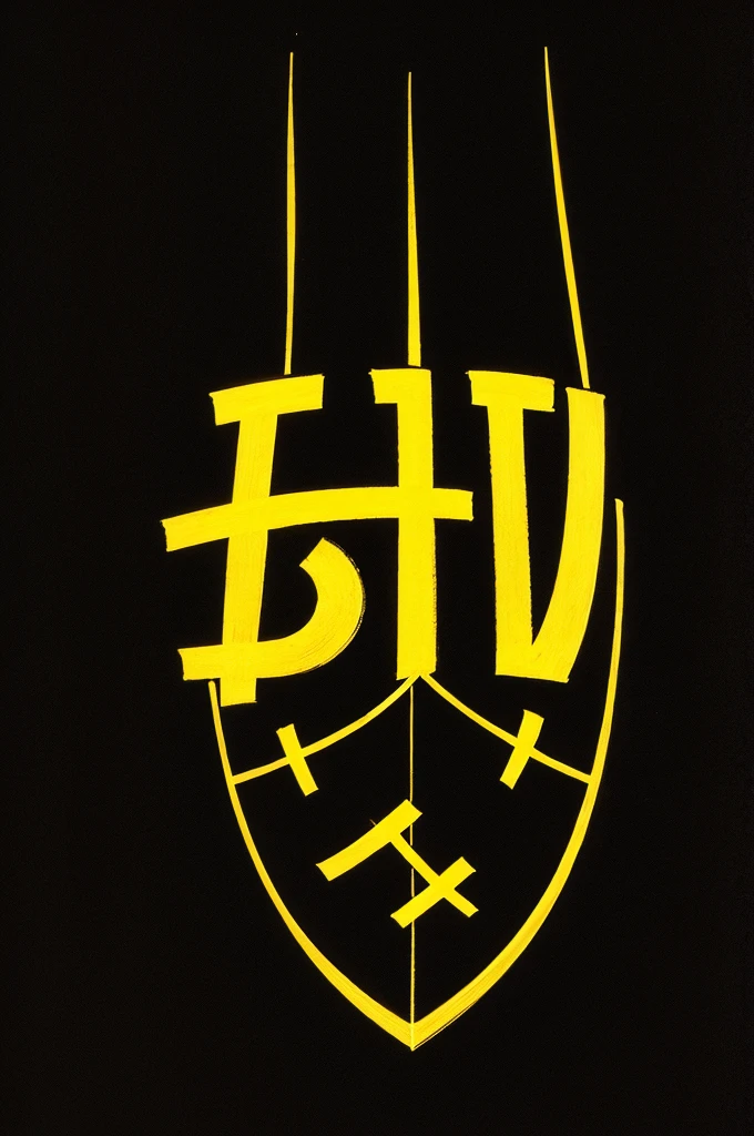 Draw an image of HBOAT written on a black background with yellow ink