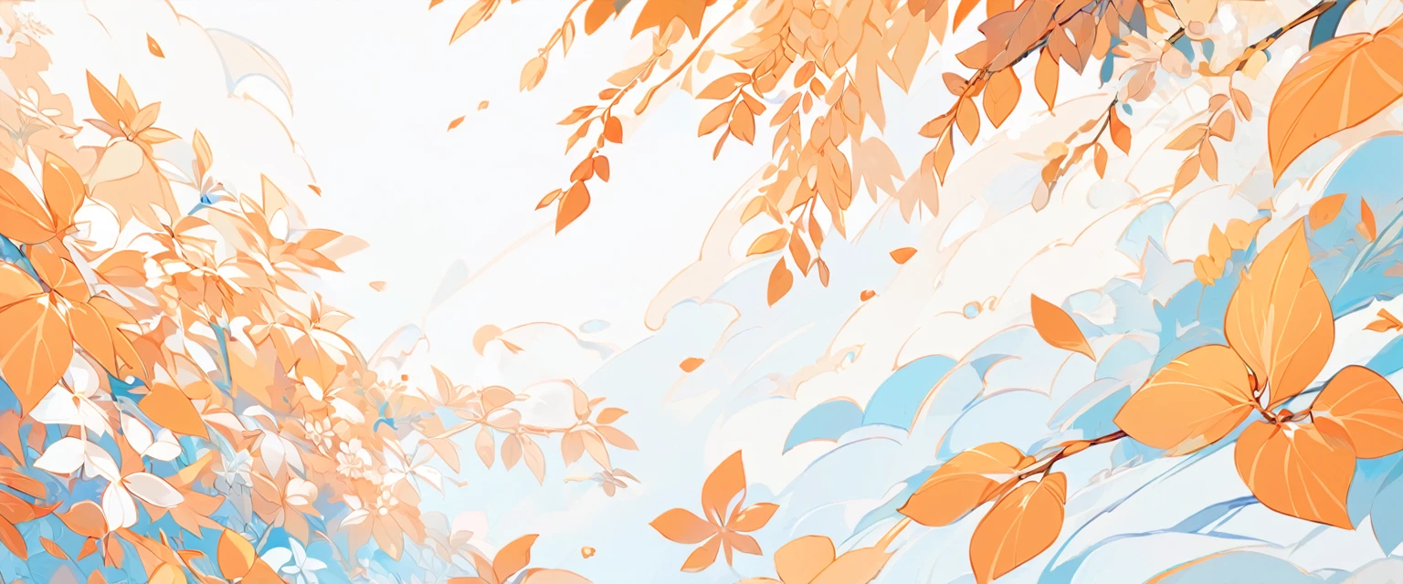 White-orange background, white background with orange patterns ,slightly orange leaves, orange-white style