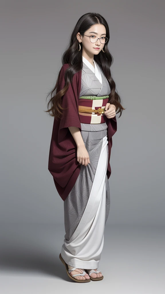 Cute Japanese woman, (16 years old), (very cute face), white moisturized skin, looking at the camera, melancholy expression, (glasses: 1.3),
BREAK,
Idol,
BREAK,
(wearing cute kimono: 1.3), (kimono with high exposure), very large earrings, short length,
BREAK,
(long hair), (gray hair: 1.4), (wavy hair), (gradient hair: 1.3), (maroon tips: 1.3),
BREAK,
(realistic: 1.3), masterpiece, perfect lighting, (ultra-high resolution), (8K), (highly detailed: 1.4), (from the front), (full body: 1.4), (symmetrical: 1.2), (one shot),
BREAK,
(Shibuya city in Japan: 1.2),
BREAK,
(Demon Slayer: 1.4),
BREAK,