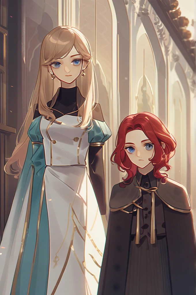 ((Лучшее качество)), ((шедевр)), (подробный), a red-haired girl with blue eyes next to Serkan Bolat