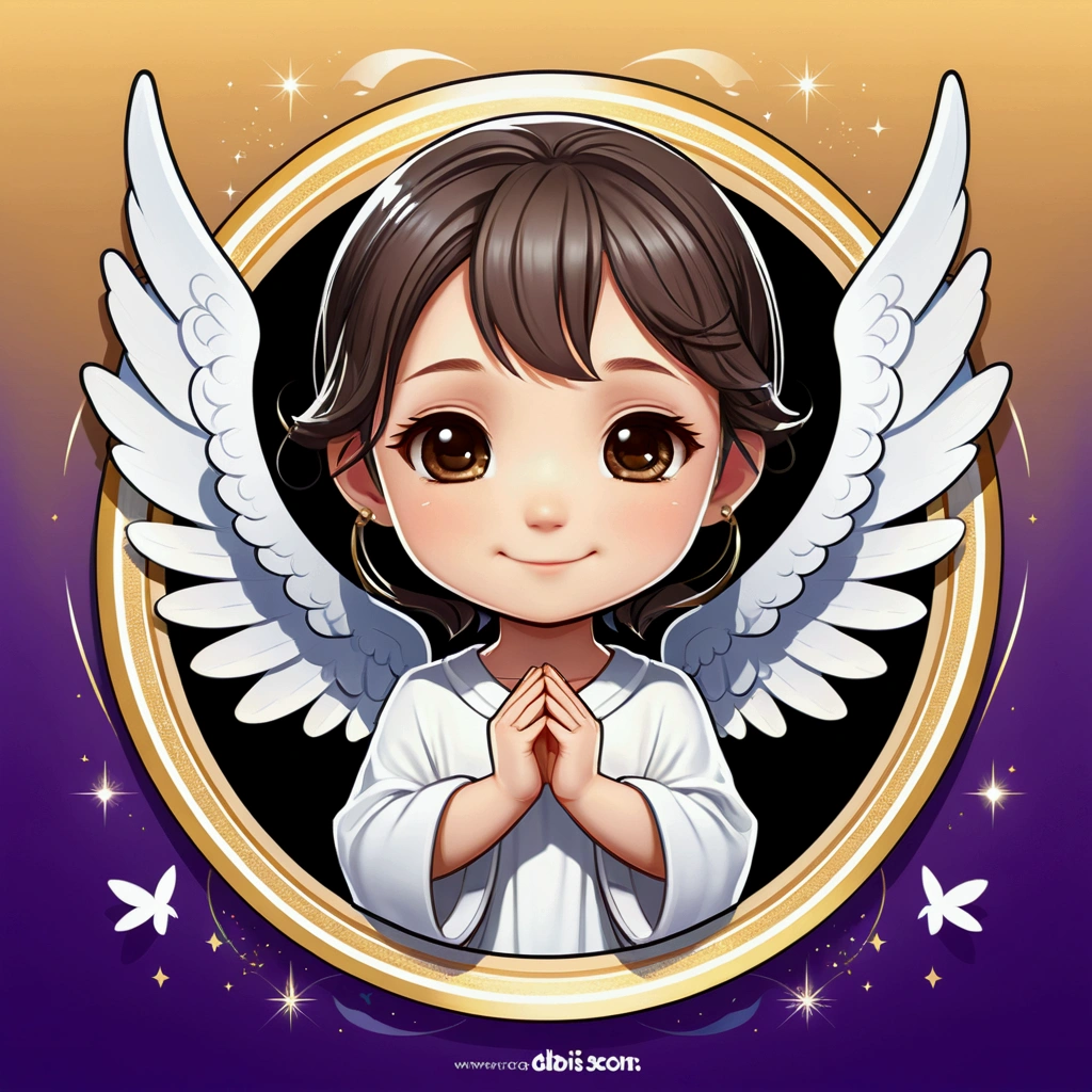 Deformation、Chibi character、smile、empathy、Angel、high resolution、high quality、icon、round frame、Fantasy
