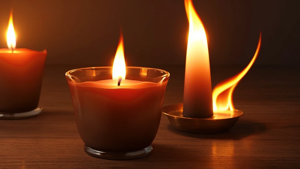 Generate a realistic image of a flickering candle flame。Please pay particular attention to the way the flames sway and the expression of light.。