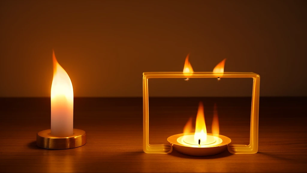 Generate a realistic image of a flickering candle flame。Please pay particular attention to the way the flames sway and the expression of light.。