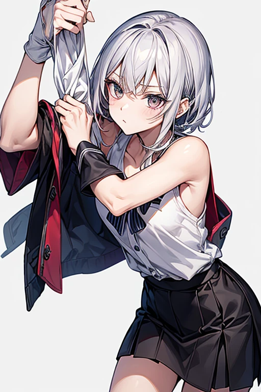 (white short hair)(red eyes)(play video games)4K