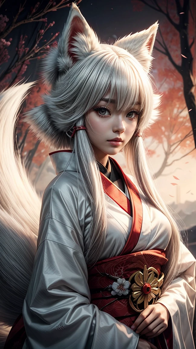 Anime girl with white fox mask and red kimono, with kitsune fox mask, Kitsune Mask on head, Beautiful fox, Kitsune Mask, Beautiful kitsune woman, narrow, White-haired fox, wearing a Kitsune Mask, Beautiful anime catgirl, Amaterasu, Ruponmyoji, white fox anime, From Arknights