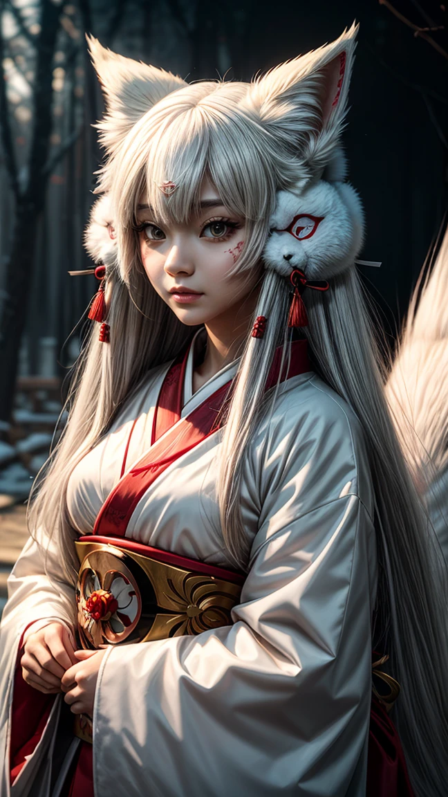 Anime girl with white fox mask and red kimono, with kitsune fox mask, Kitsune Mask on head, Beautiful fox, Kitsune Mask, Beautiful kitsune woman, narrow, White-haired fox, wearing a Kitsune Mask, Beautiful anime catgirl, Amaterasu, Ruponmyoji, white fox anime, From Arknights