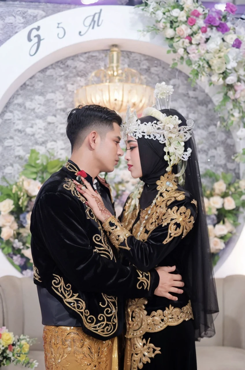 Generate a film still reminiscent of 'The Great Gatsby' with a Malay girl in hijab attending a glamorous 1920s-themed party. Use a 50mm lens to capture the elegance and opulence of the event, Extreme close-up, Deep Focus cinematography effect, hyper-realistic photo,