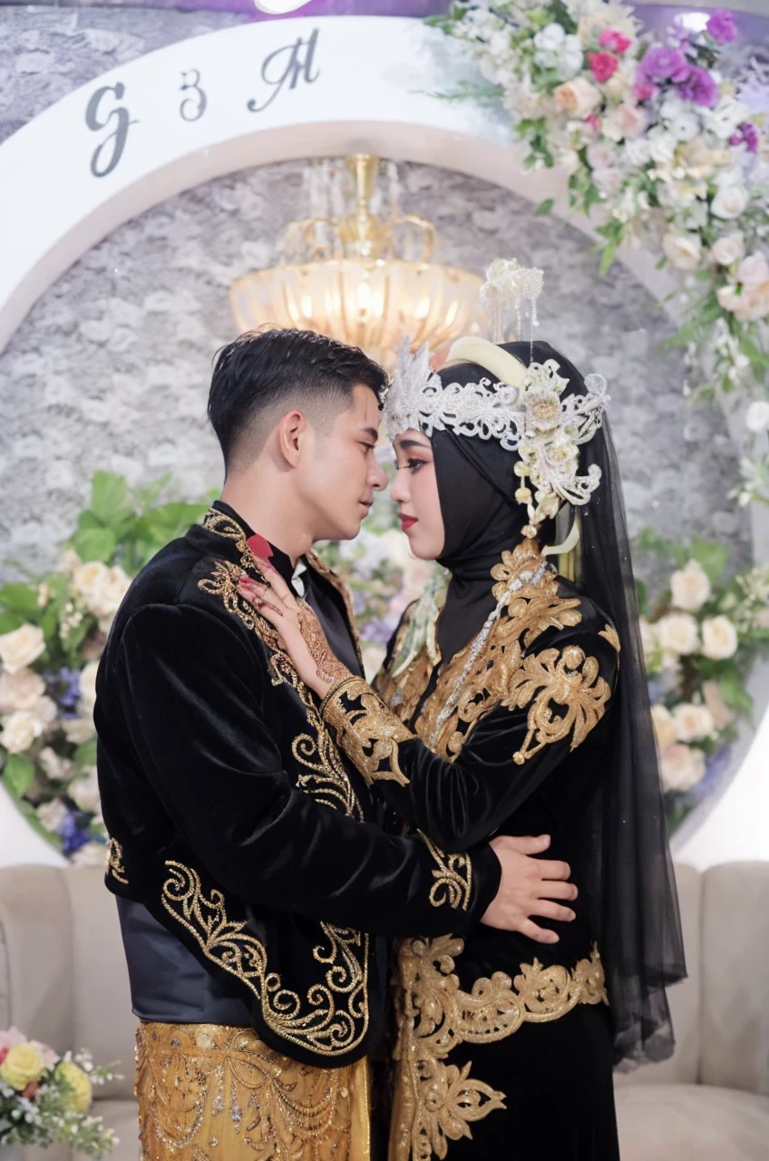 Generate a film still reminiscent of 'The Great Gatsby' with a Malay girl in hijab attending a glamorous 1920s-themed party. Use a 50mm lens to capture the elegance and opulence of the event, Extreme close-up, Deep Focus cinematography effect, hyper-realistic photo,