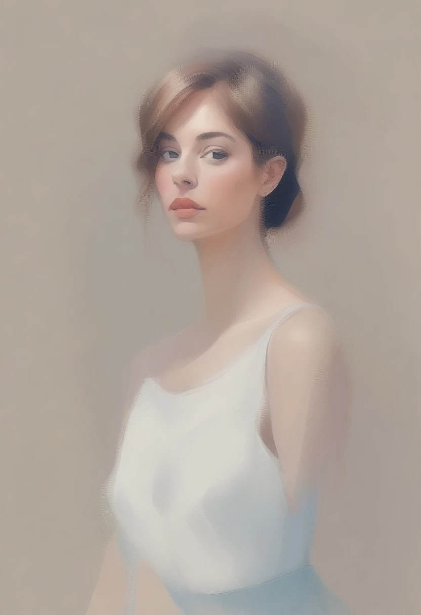 Une fille d'une beauté exquise dessinée avec très peu de trait, head to shoulder style, croquis d'illustration,(1women) minimalist, every stroke is precise and useless, like the genius Picasso.,color rgb