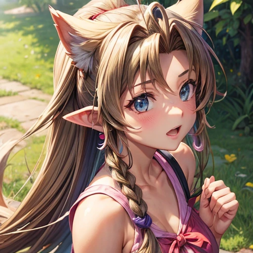 Upper body naked Aerith Gainsborough Yuffie Kisaragi