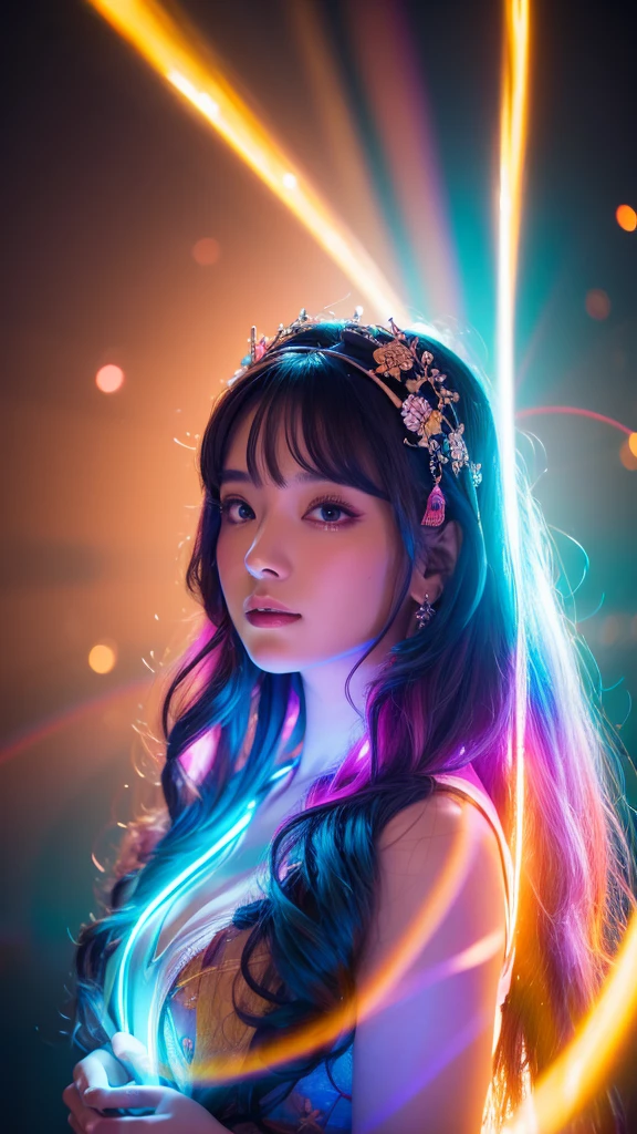 Cosmic、mysterious、Light、colorful、goddess、length、8k、Two people