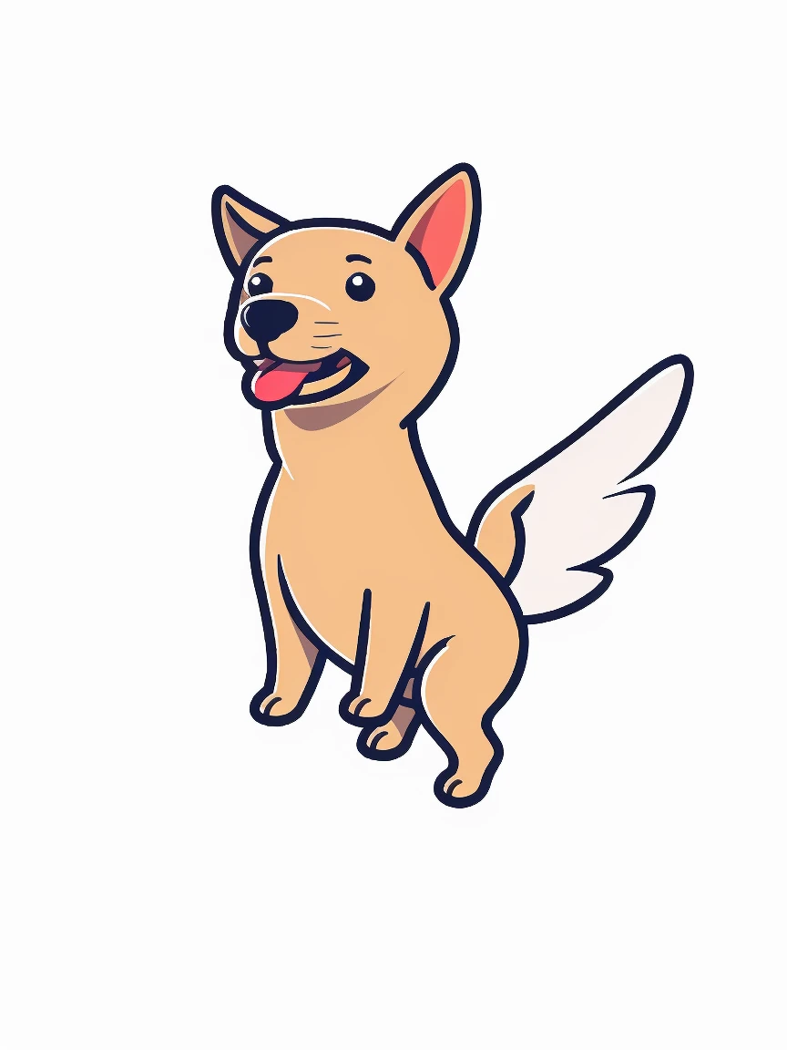 masterpiece, best quality,tuya style, icon design, tuya style, icon design, dog, Dog flying in the sky,With wings