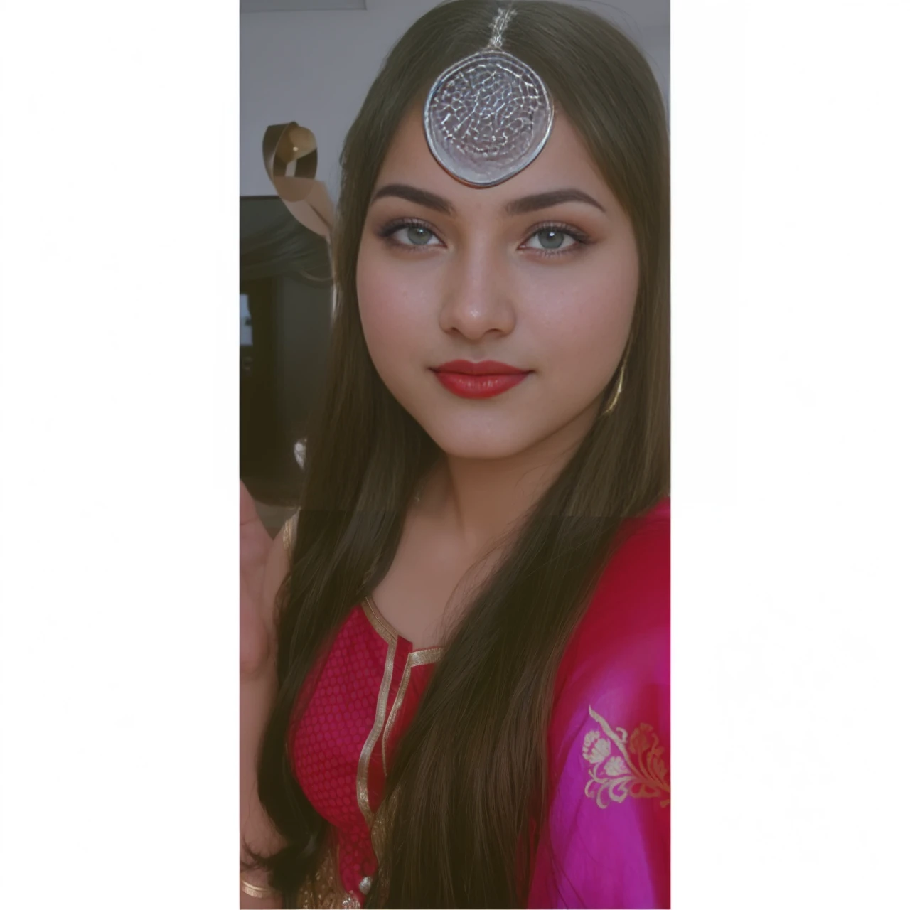 ((beautiful)+(attractive:0.9)+(sensual:0.8)) white indian women ((nerd:0.8)+(lovely)+(clean skin)) with hazel eyes and red lips. Medium brown hair, ((intense eyes))