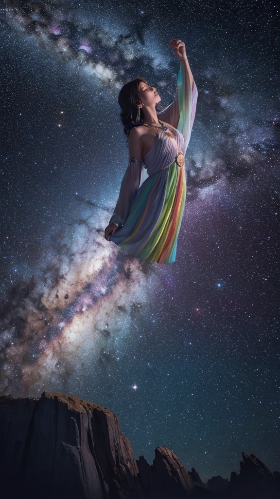 Cosmic、mysterious、Light、colorful、goddess、length、8k、Milky Way