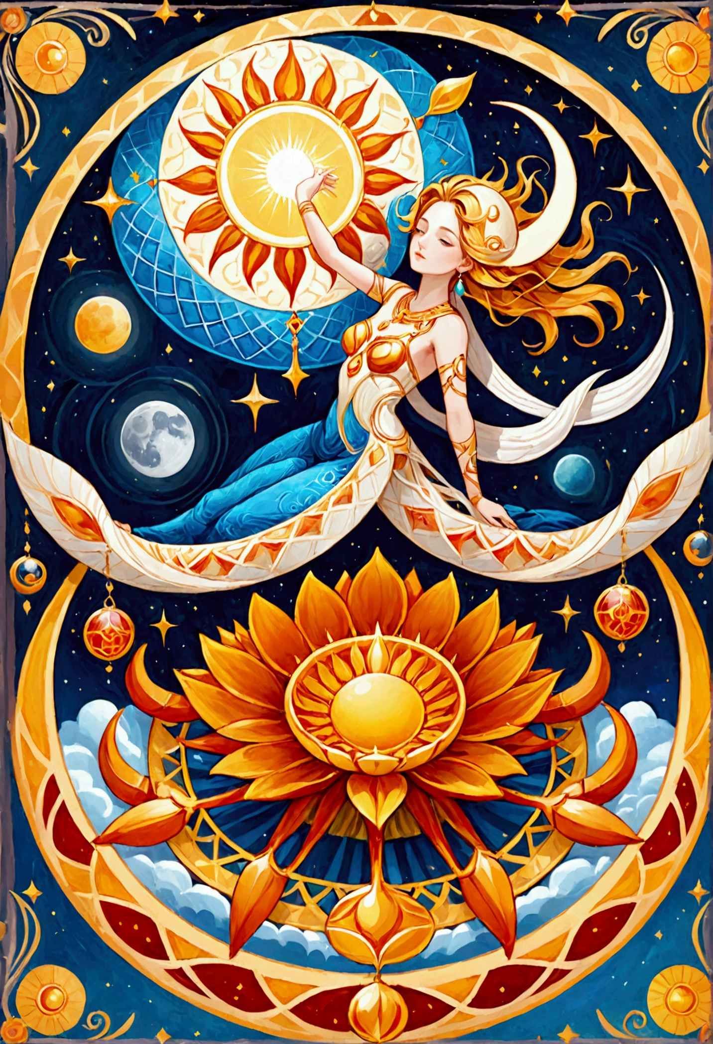 Scorpio sun sign with libra moon and rising sign, sacred geometry elements or mandala