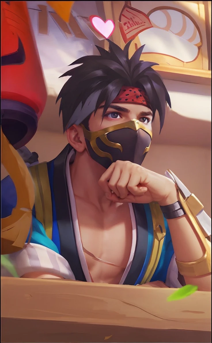 A young male illusionist. fantasy setting. really short hair. shorth hair. Dark Brown Hair with Undercut. Very pale skin with freckles and liver spots. Round and soft face. Round and soft chin. Round and soft cheeks. Curved lips. Long and wide nose. brown dark eyes. upturned eyes. long neck. muito Scrawny, barely visible eyebrows. Scrawny. friendly. chap. Wearing the wizard's used clothes. fund: A Scandinavian landscape. Mountains and snow. open mask