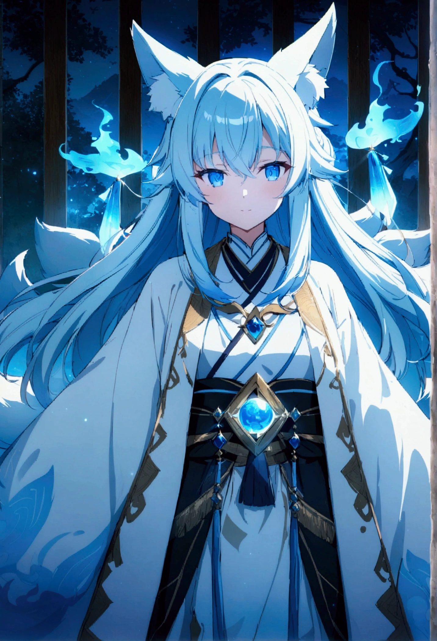 fox Light blue hair beast Girls Indigo fur fox beast Girls fox Light blue hair beast Girls Indigo fur fox beast Girls Wallpaper 4k,8K,Very detailed,Vibrant colors,water glow,Black silhouette of a pagoda,Faint moonlight,Dense forest,Ethereal atmosphere,Dappled sunlight,Excellent,Calm expression,Exquisite Hanfu and belt,Exquisite hand-painted details,Glowing eyes Anime style fox blue White-faced golden-haired nine-tailed fox Coat blue Mysterious Background Blue flame boys There is a ball of light Anime style fox blue White-faced golden-haired nine-tailed fox Coat blue Mysterious Background Blue flame Girls There is a ball of light