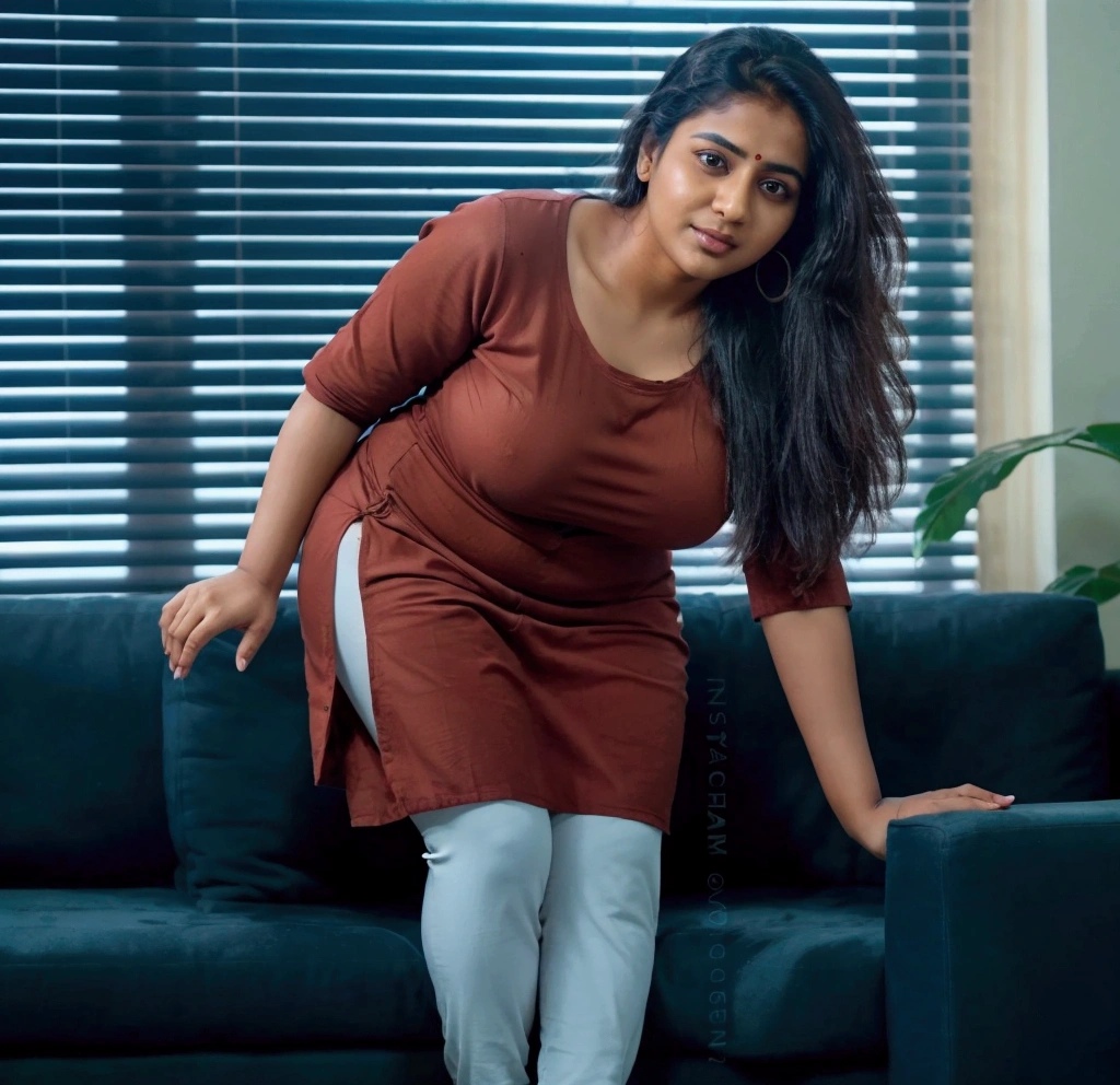 30 year old Indian girl in pijama showing nude cleavage to the camera