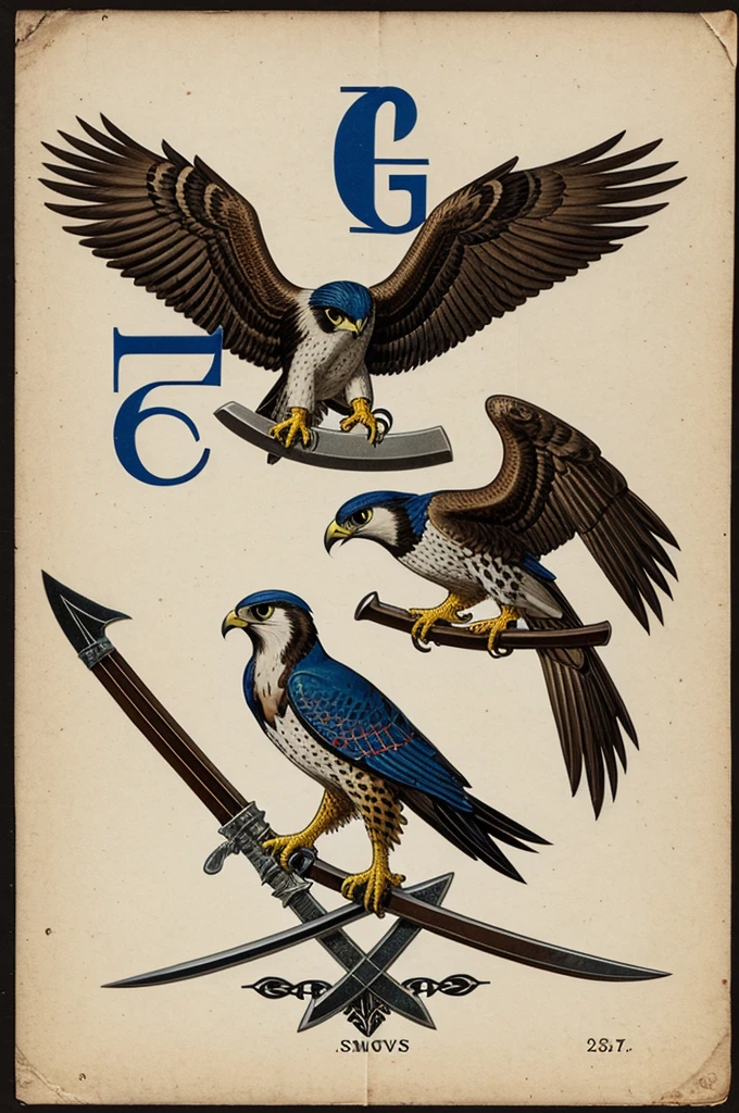 Emblem with falcon swords and the letter G and R