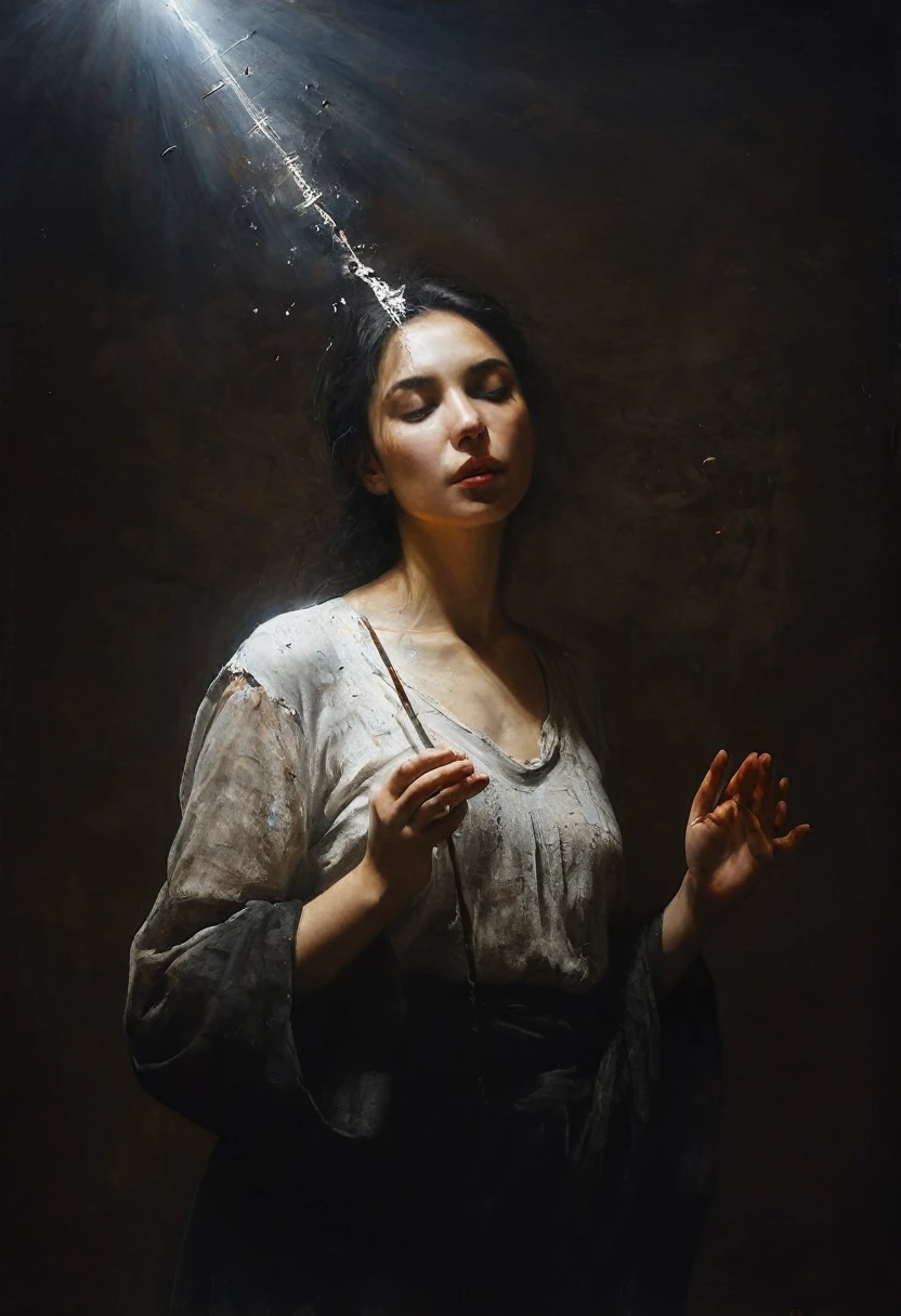 painting of a liberation. Inspiration, cinematic scene, volumetric lights, ultra realistic, in the style of nicola samori